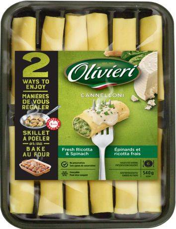 Olivieri Fresh Ricotta and Spinach Cannelloni (540 g)