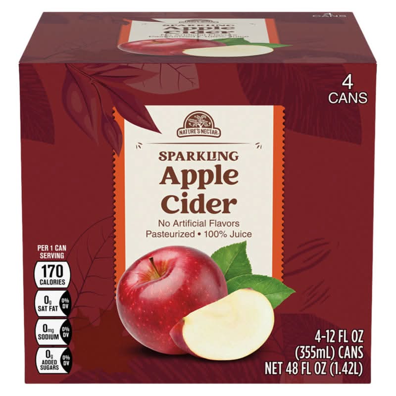 Nature's Nectar Sparkling Apple Cider - 4 Pack, 12 fl oz Cans