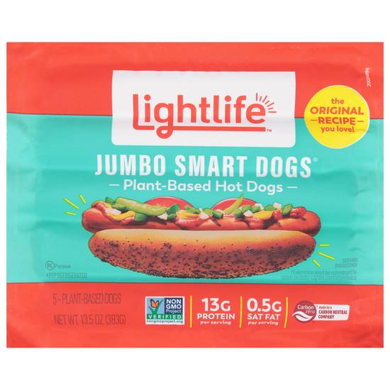 Lightlife Jumbo Smart Dogs Plant Based Hot Dogs