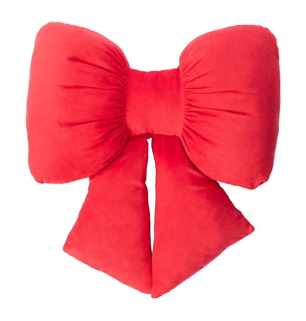 Christmas Bow Pillow Red