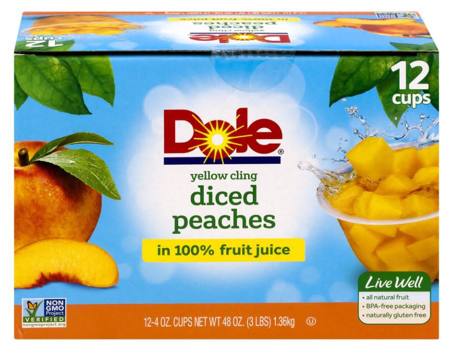 Dole Diced Peaches in 100% Fruit Juice (4 oz, 12 ct)