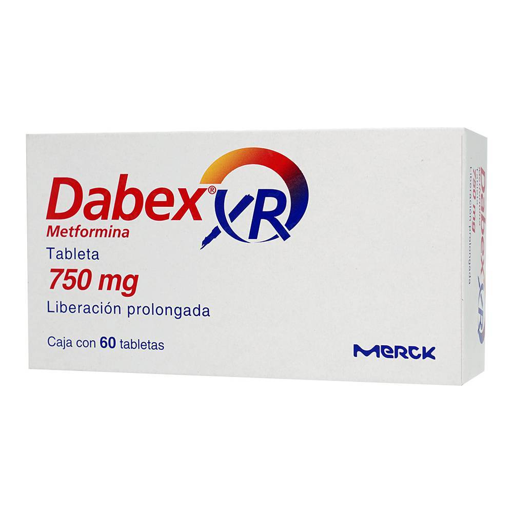 Merck dabex xr metformina tabletas 750 mg (60 piezas)