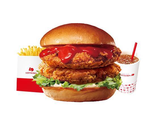 【セット】ダブル旨辛チキンフィレバーガー Double Spicy Chicken Fillet Burger Set