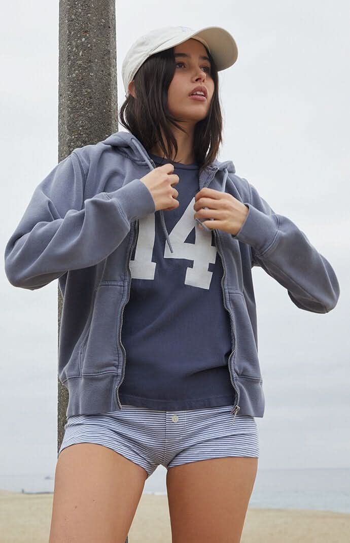 John Galt Women's Christy Zip Up Hoodie Slate Blue XS