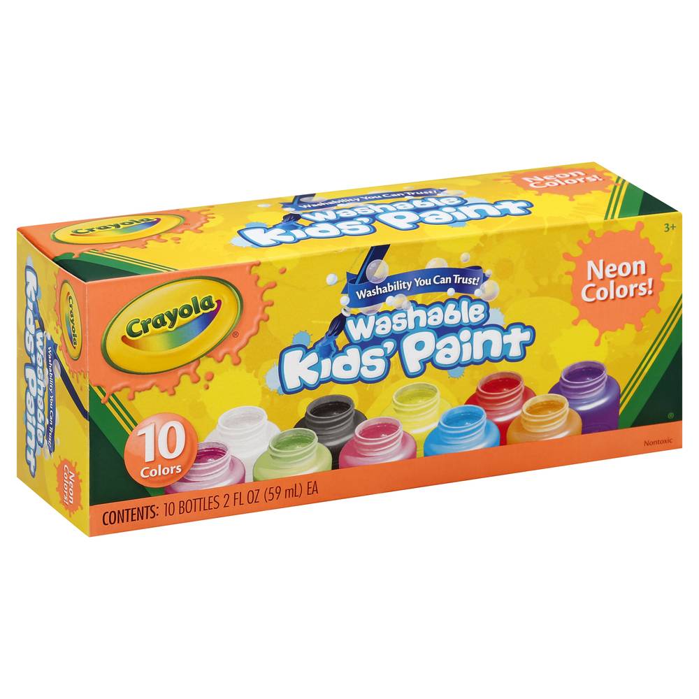 Crayola Washable Neon Colors Kids Paint (10 ct)