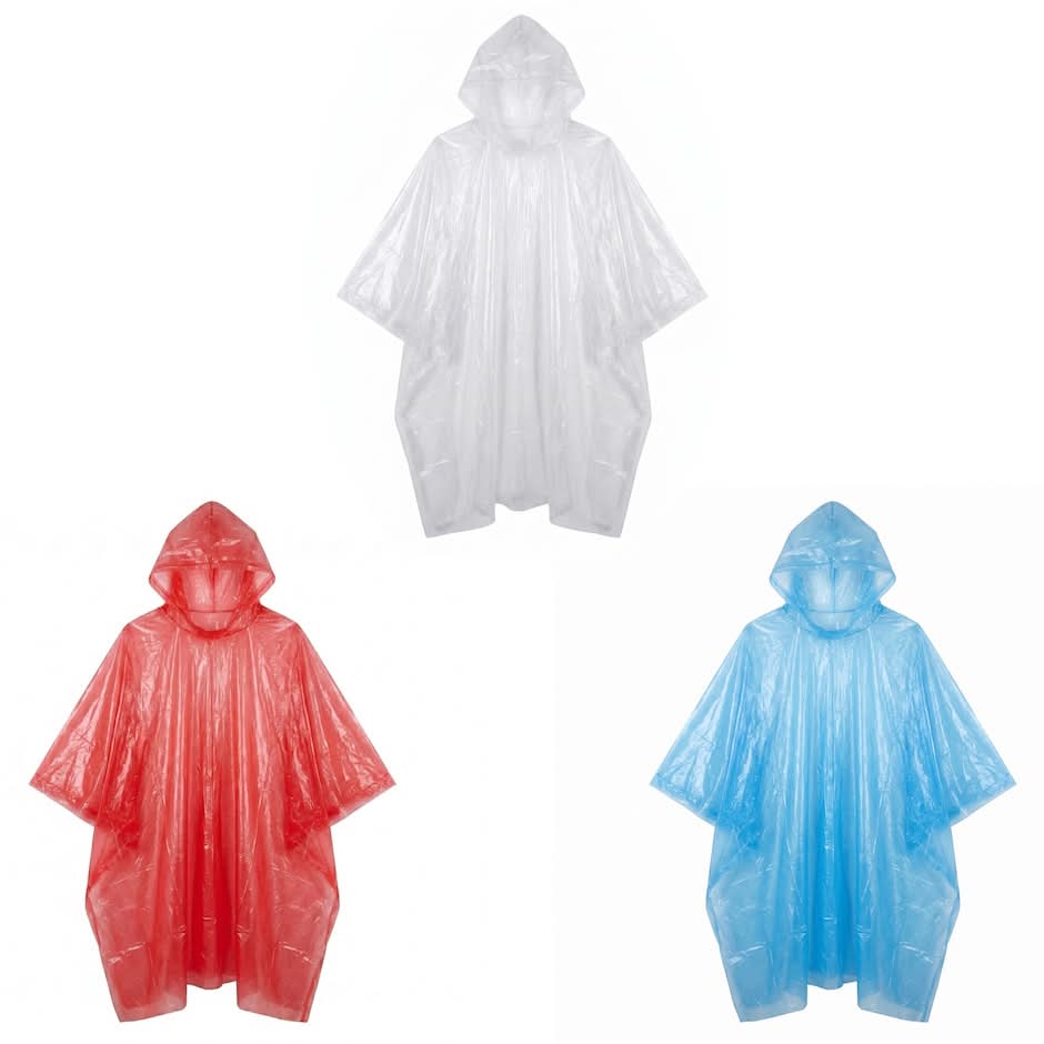 Plastic Rain Poncho, 39.4x50 in, Clear