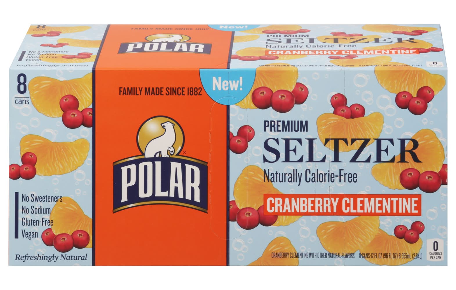 Polar Premium Seltzer, Cranberry-Clementine (8 x 12 fl oz)