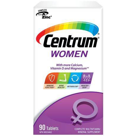 Centrum supplément centrummd complet de vitamines et de minéraux multiples pour femmes (90 comprimés) - women's complete multivitamin and mineral supplement tablets (90 units)