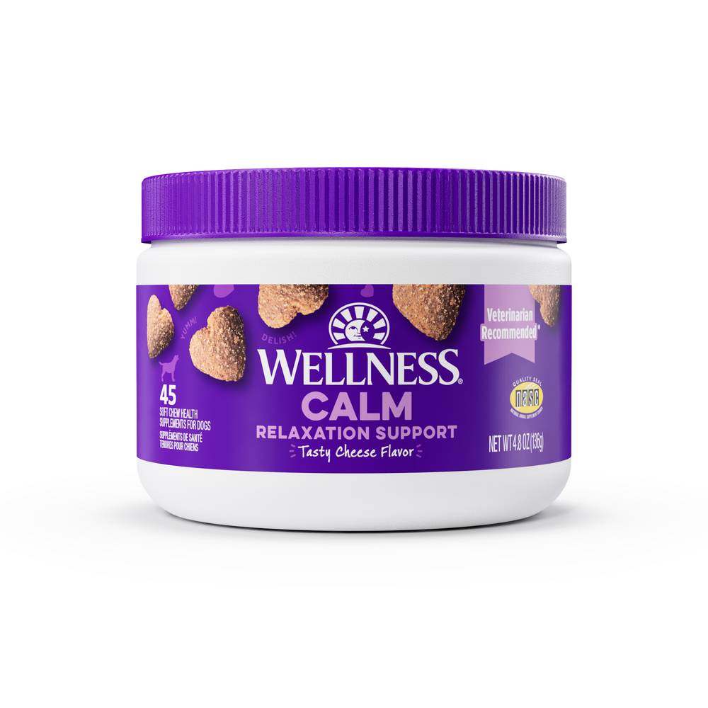 Wellness Soft Chews Calming Supplements For Dogs, Cheese (4.8 oz, 45 ct)