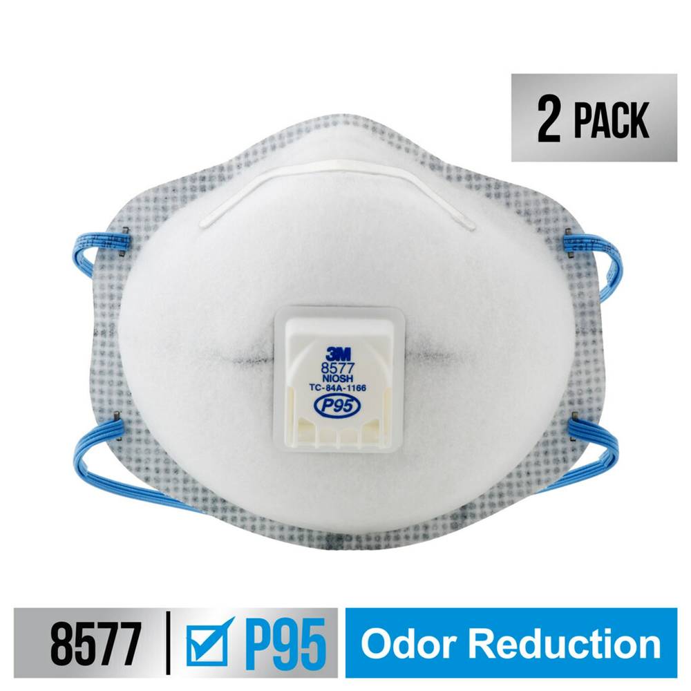 3M 2-Pack White Disposable P95 All-purpose Disposable Respirator | 8577CA1-C