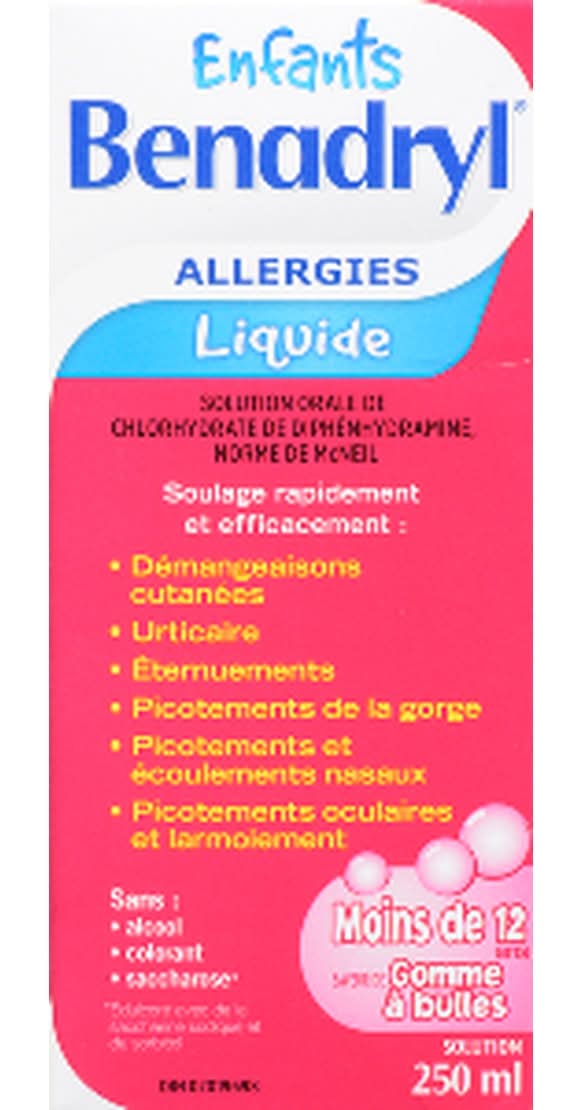 Benadryl Children's Allergy Bubble Gum Syrup (250 ml)