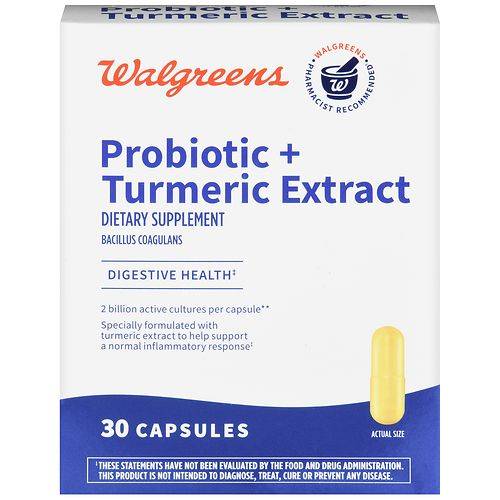 Walgreens Probiotic + Turmeric Extract Capsules - 30.0 ea