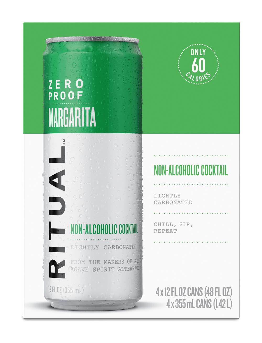 Ritual Non Alcoholic Cocktail, Margarita (4 x 12 fl oz)
