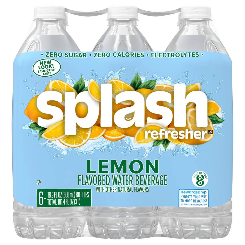 Splash Blast Water Beverage, Lemon (6 x 16.9 fl oz)