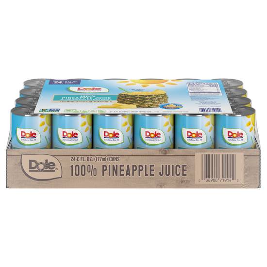 Dole 100% Pineapple Juice (24 ct, 6 fl oz)