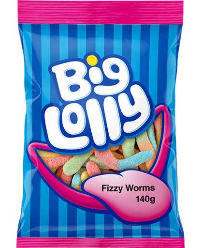 Big Lolly Fizzy Worms 140g