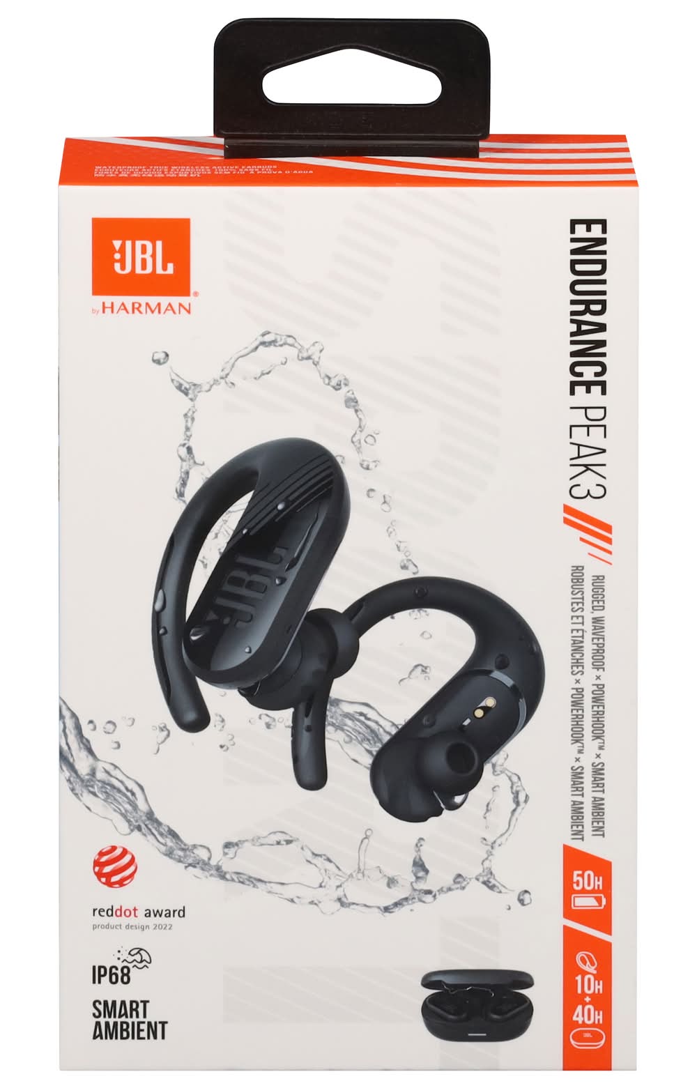 JBL Endurance Peak 3 Wireless Earbud Headphones, Black