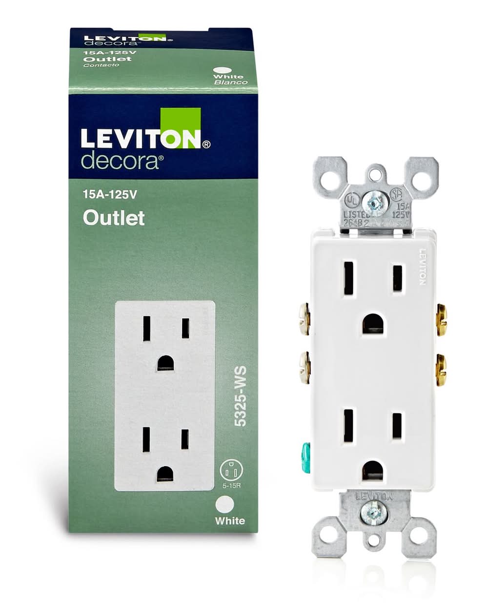Leviton Decora 15 Amps 125 V Duplex White Outlet 5-15R 1 Pk