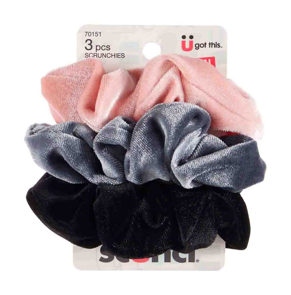Scunci Satin & Velour Scrunchies, Assorted (3 ct)