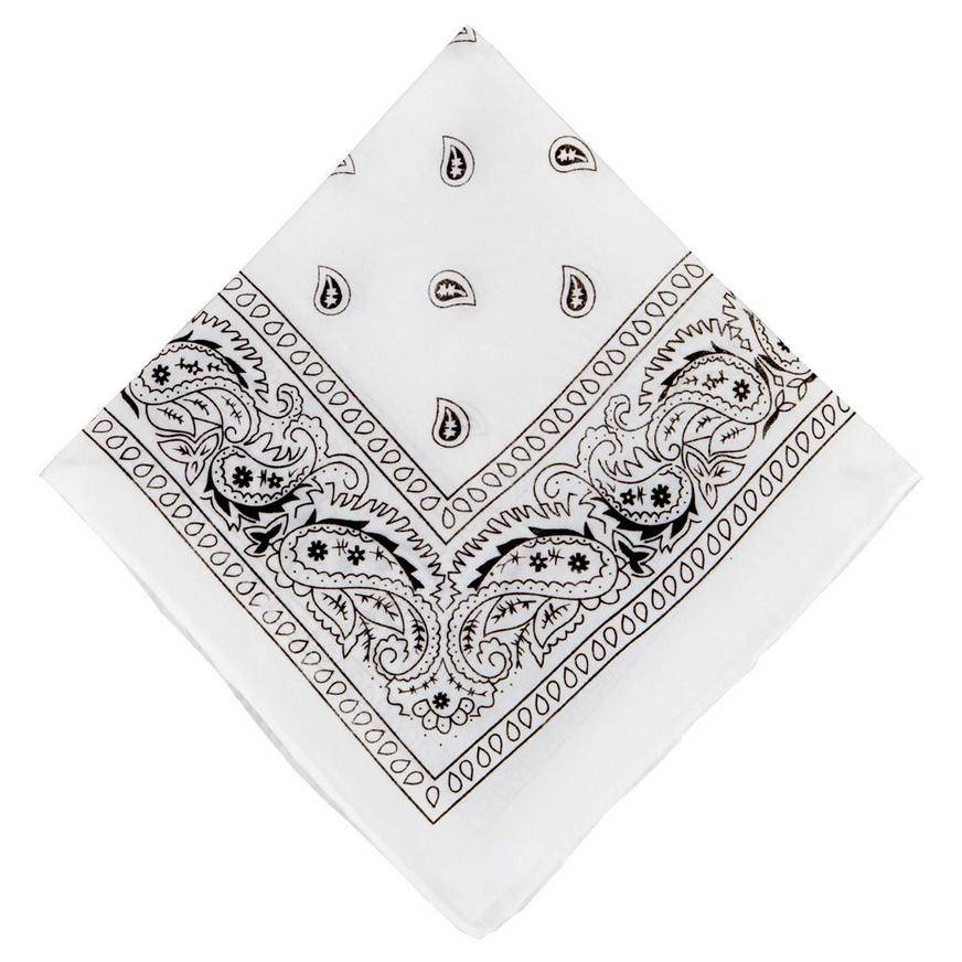 Party City Paisley Bandana (unisex/20in x 20in/white)