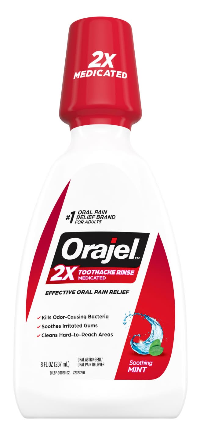 Orajel Medicated Toothache Rinse, Mint (8 oz)