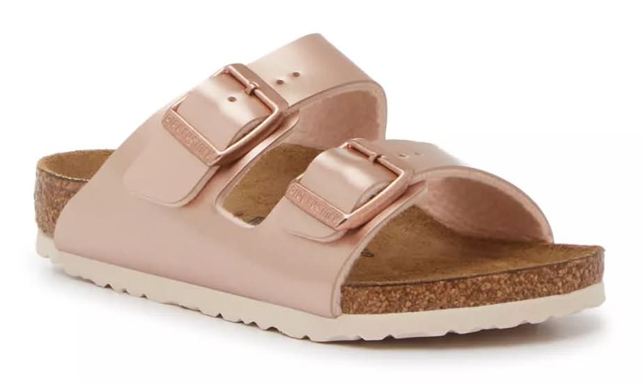 Birkenstock Arizona Sandal - Kids' (Rose Gold Metallic Medium/Narrow - EU 30 / US 12-12.5 Youth)