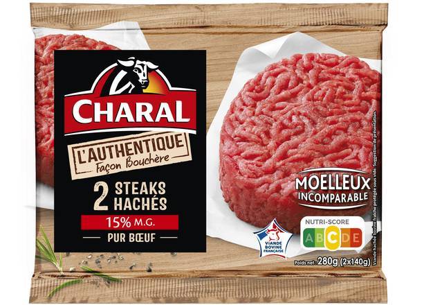 L'authentique façon bouchère, steaks hachés 15% mg - charal - 280g