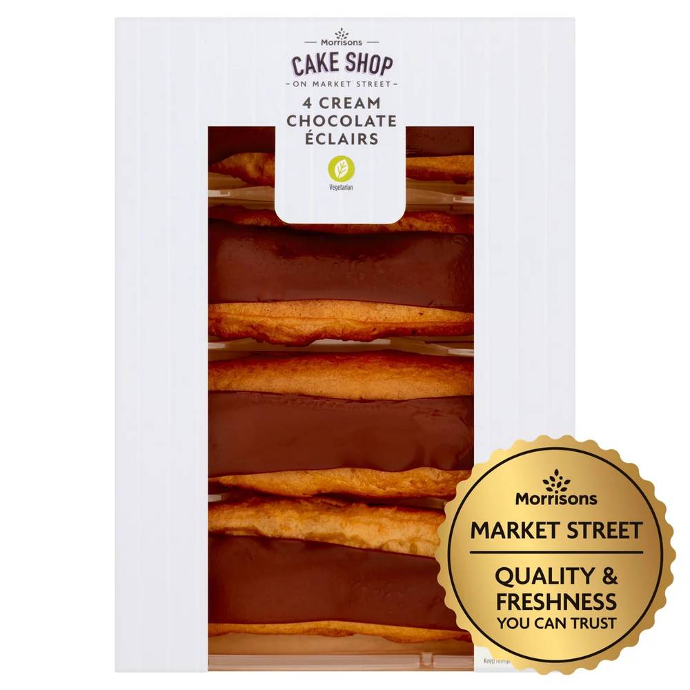 Morrisons Cake Shop on Market Street Cream Chocolate Éclairs (4 pack)