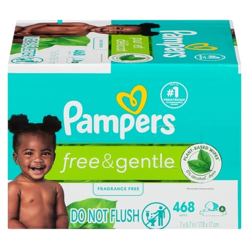 Pampers Plastic-Free & Gentle Baby Wipes (6 x 78 ct)