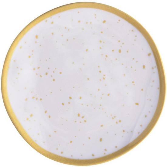 White With Gold Speckles Melamine Dinner Plate, 10.5in