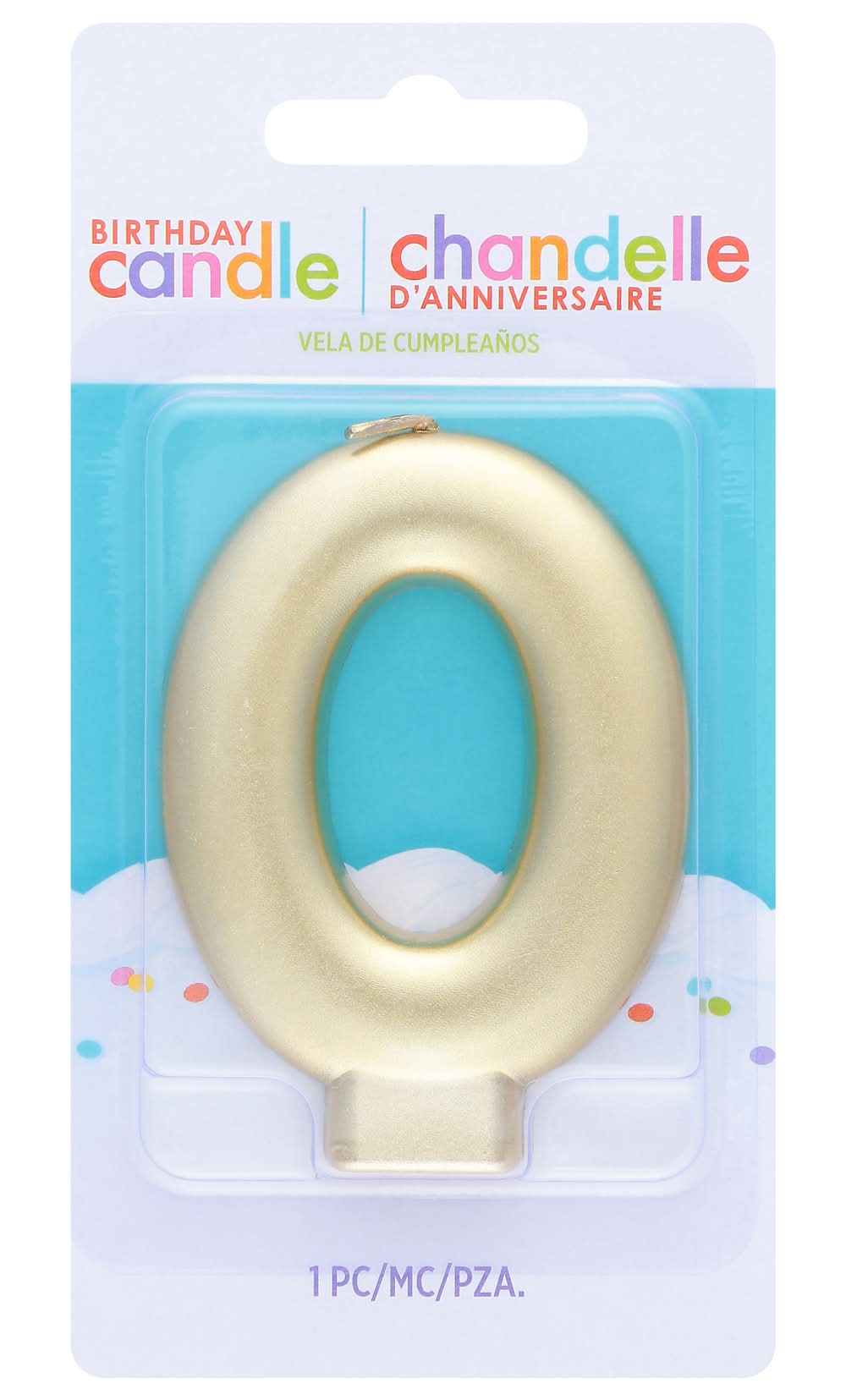 Amscan Numeral #0 Metallic Candle - Gold