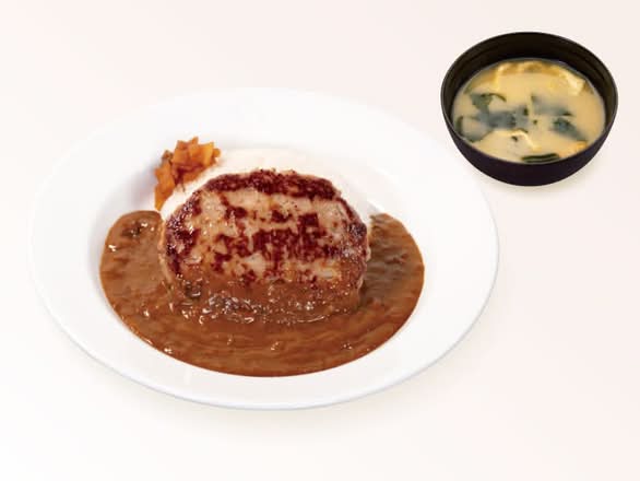 ハンバーグ欧風カレー（味噌汁付）