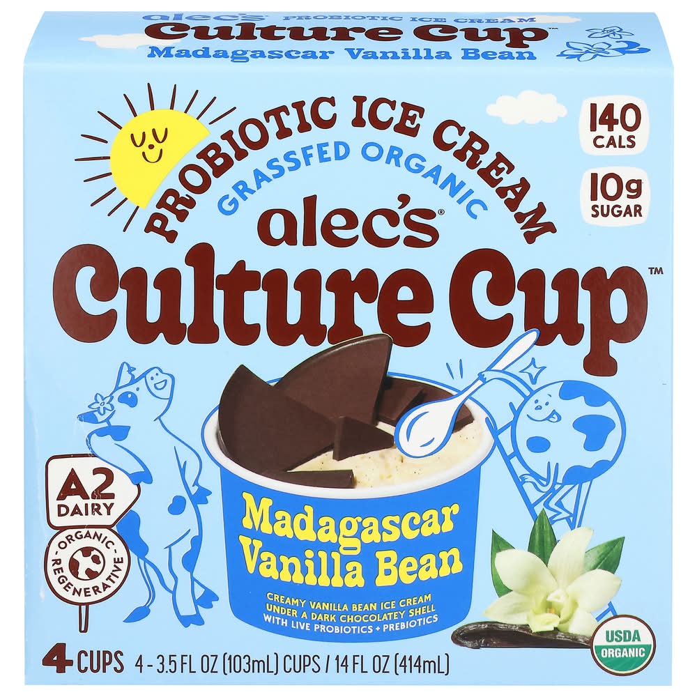 Culture Cup Probiotic Ice Cream, Madagascar Vanilla Bean (4 x 3.5 fl oz)