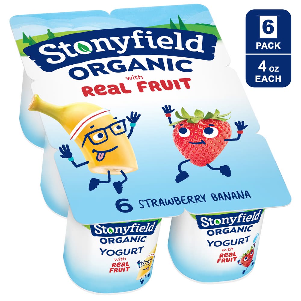Stonyfield Organic Kids Whole Milk Yogurt, Strawberry & Banana (4 oz, 6 ct)