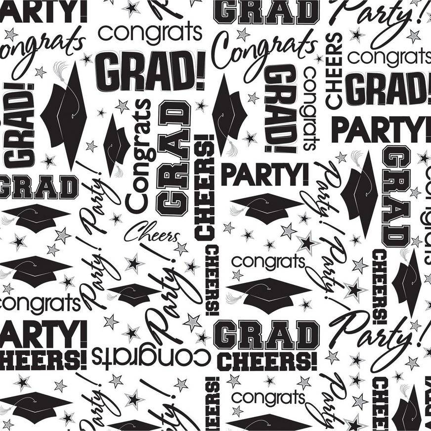 Black White Graduation Tissue Paper 8ct