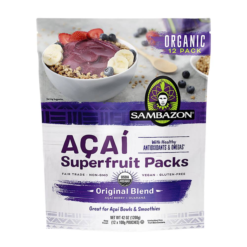 Sambazon Organic Acai Superfruit Packs, 42 oz