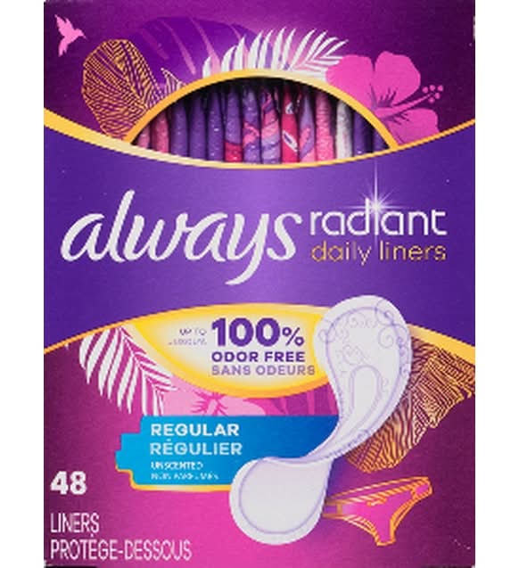 Always Radiant Pantiliners Regular Wrapped Unscented