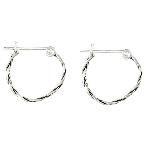 Madisynn Sterling Silver Braided Click Top Hoop