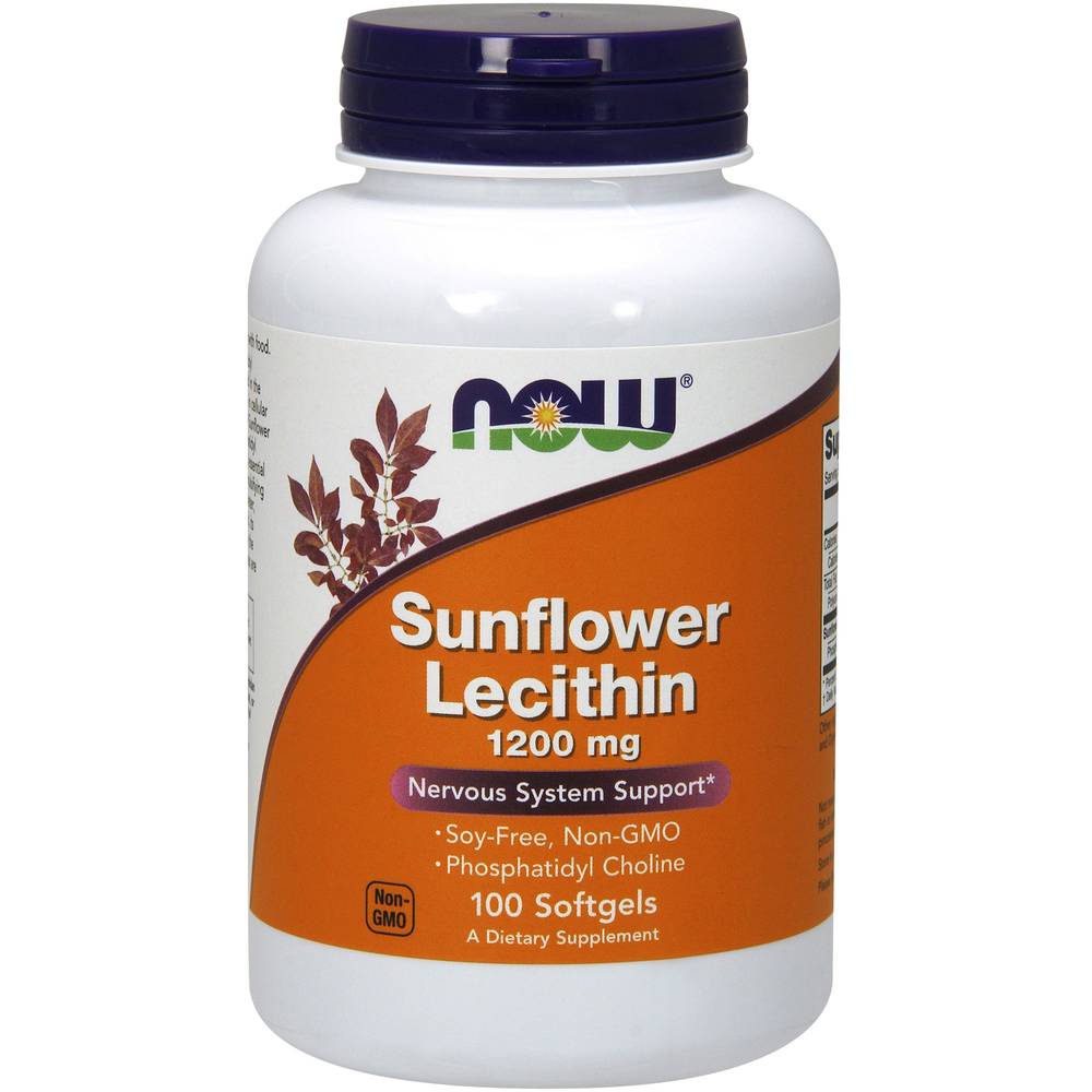 Now Sunflower Lecithin Nervous System Support Softgels