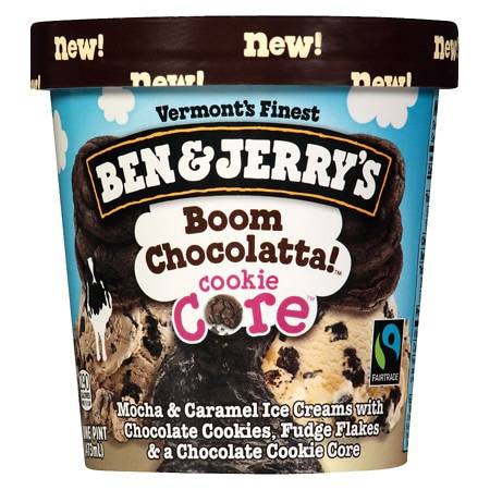 BEN & JERRY'S, COOKIE CORE, ICE CREAM, BOOM CHOCOLATTA!