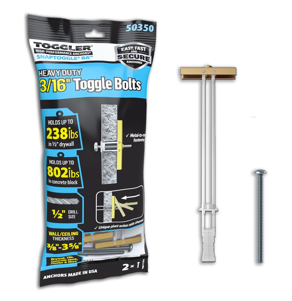 TOGGLER 802-lb 3/16-in x Assorted length Toggle Bolt Anchors with Screws Included 2-Pack