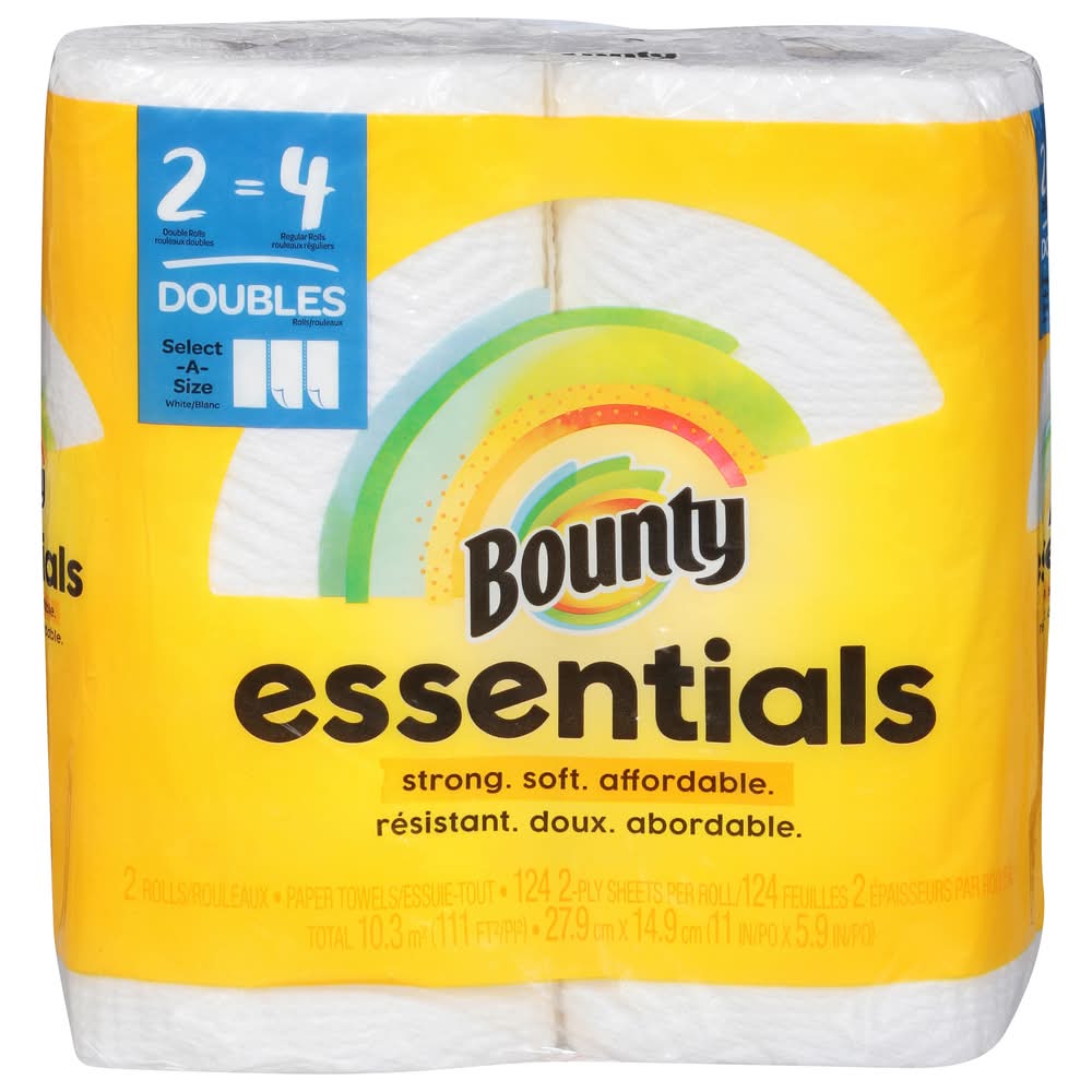 Bounty Essentials 2-ply Double Roll Paper Towels, 27.9X14.9 cm (2 ct)