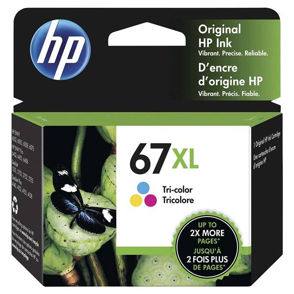 HP 67Xl High-Yield Tri-Color Ink Cartridge 3ym58an