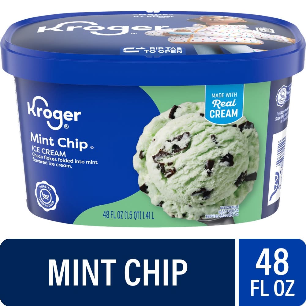Kroger Ice Cream, Mint Chip (48 fl oz)