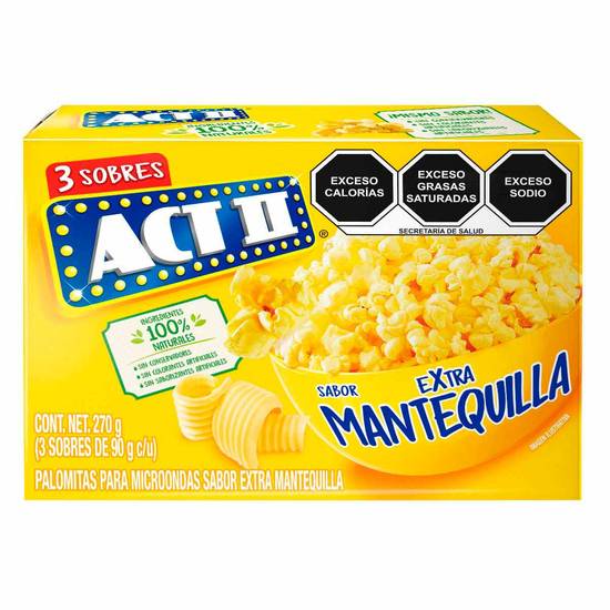 Act ii palomitas (3 pack, 90 g) (extra mantequilla)