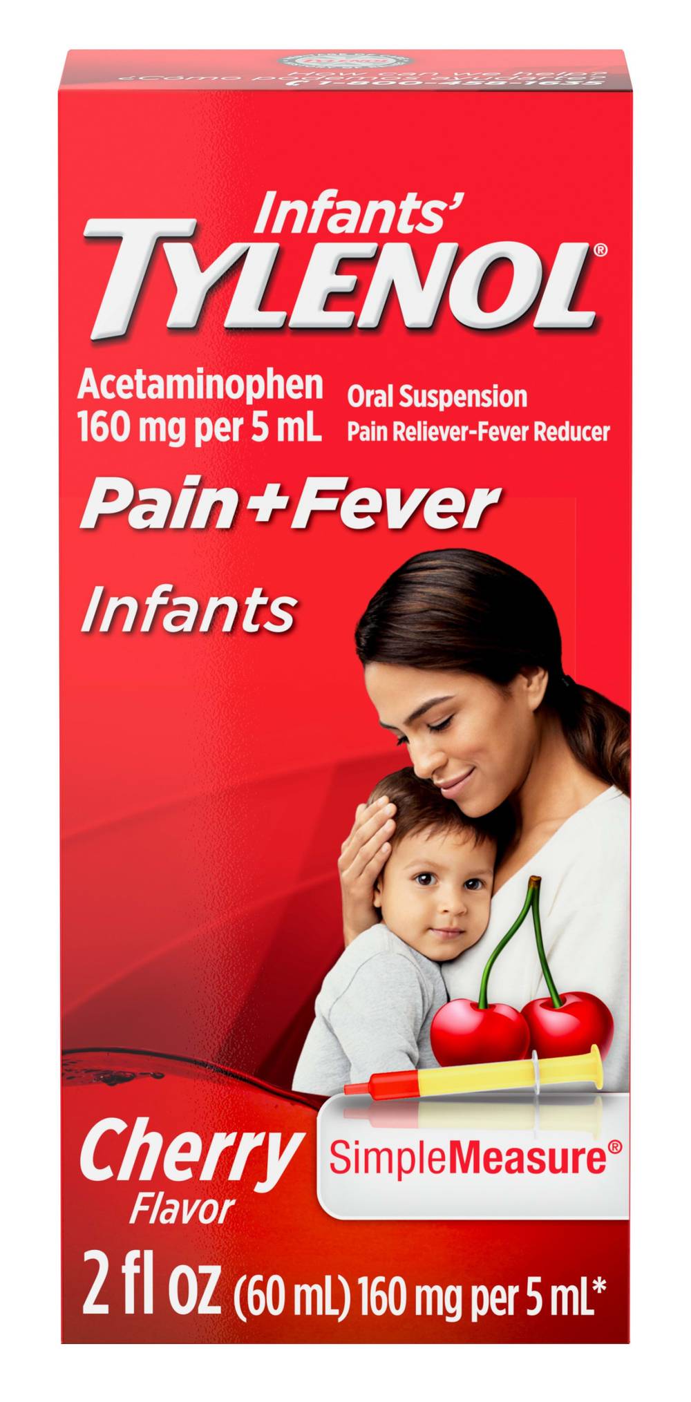 Tylenol Infants Pain & Fever Relief Cherry Flavor 160 mg Oral Suspension (2 fl oz)