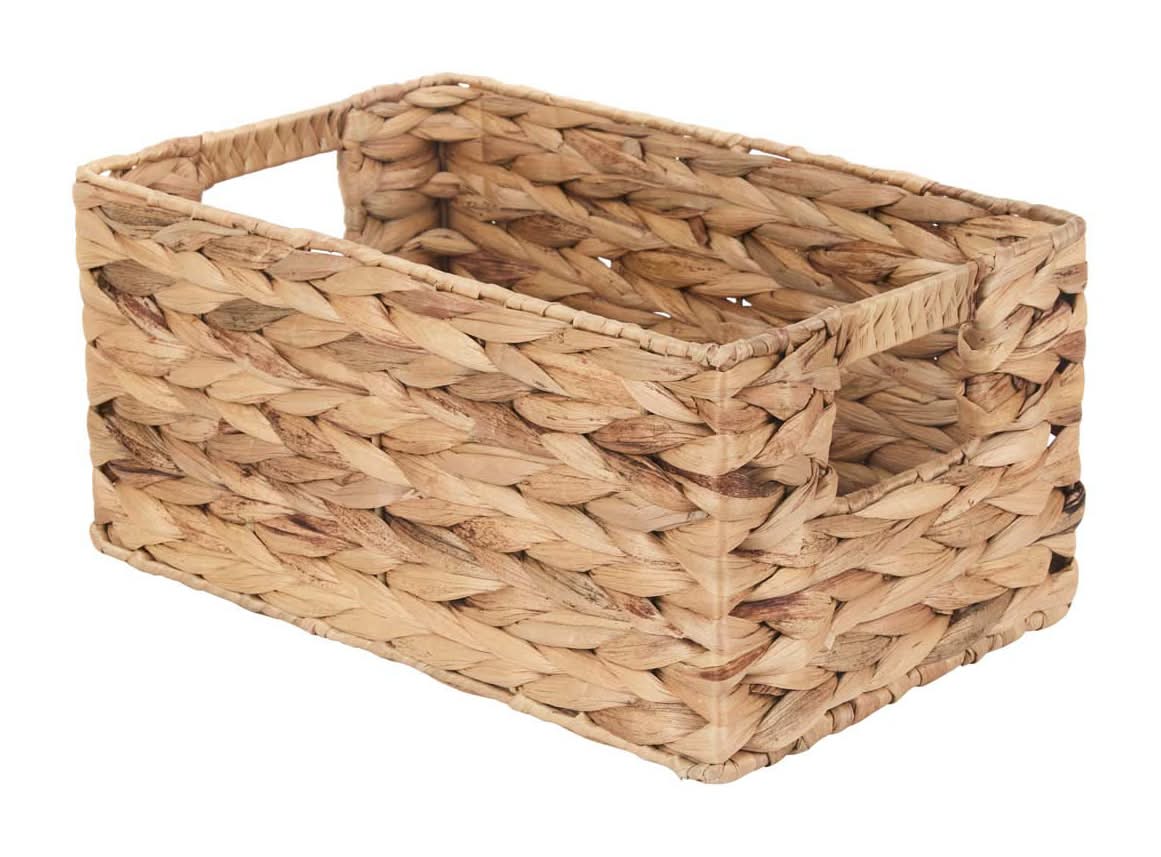 True Living Rectangular Hyacinth Weave Basket With Handle