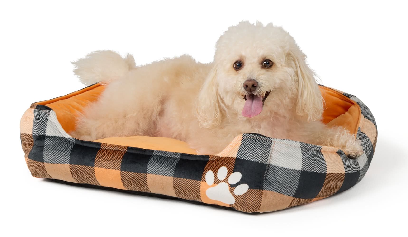 Thrills & Chills® Halloween Plaid Cuddler Dog Bed, ONESIZE 18 IN L X 20 IN W (Color: Multi Color)