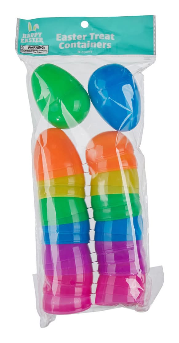 Happy Easter Egg Shaped Treat Containers 16 Ct Assorted
