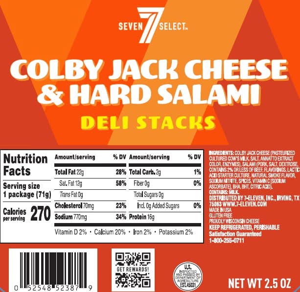 7-Select Colby Jack Cheese & Hard Salami Deli Stacks (2.5 oz)